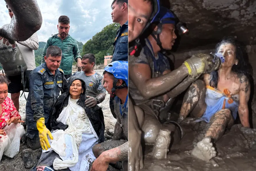nepal113 Çamur altından mucize kurtuluş. 10 gün sonra sağ bulundu.