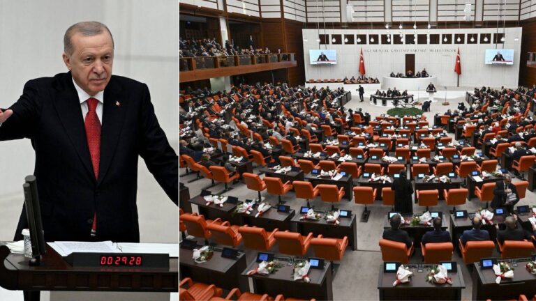 Erdogan kursuye cikti YENI Parti salonu terk etti Meclis'te dikkat çeken anlar: Erdoğan kürsüye çıktı, YENİ Parti salonu terk etti