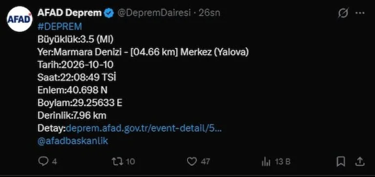 deprem2 Yalova açıklarında 3,5 büyüklüğünde deprem! İstanbul’da da hissedildi